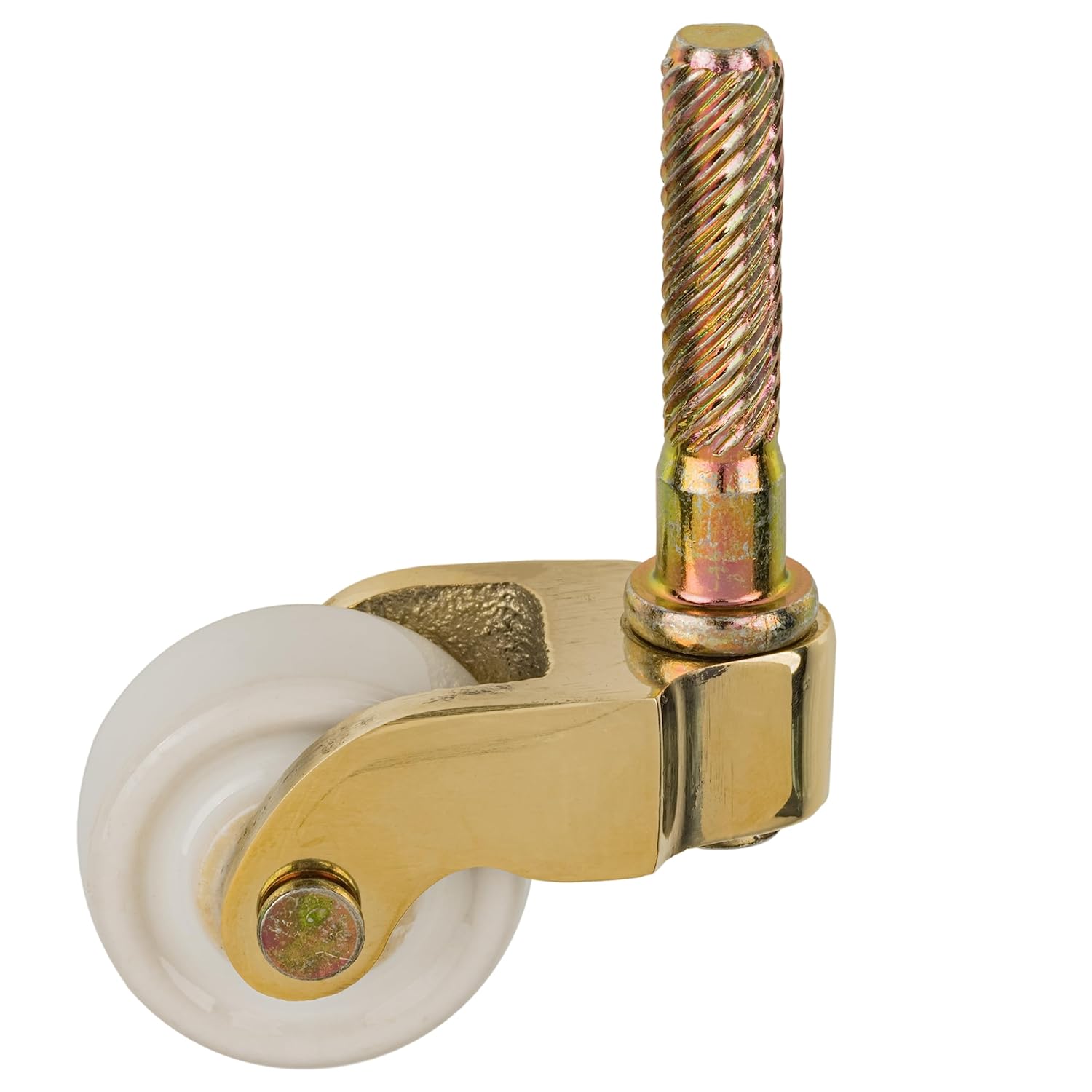 Solid Brass Furniture Caster with Porcelain Wheel | Diameter: 1" | Stem Caster Wheels for Table, Sofa, Chest, Dresser, Cabinet, Cart, Chair | Vintage Furniture Rollers | UA-315-CWCPB (4)
