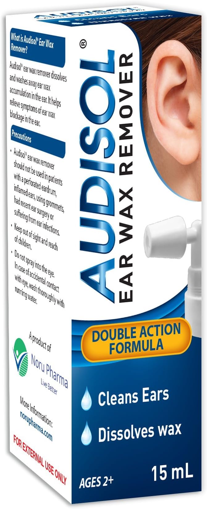 Audisol® Ear Wax Remover is a Natural and Effective Spray to Help Remove Hardened and Painful Wax Plugs. Bonus Twin Pack