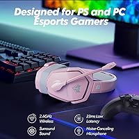Vista 52 de NUBWO G06 - Audífonos inalámbricos para videojuegos con micrófono para PS5, PS4, PC, Mac, 3-en-1, inalámbricos 2.4GHz para PlayStation, modo Naranja