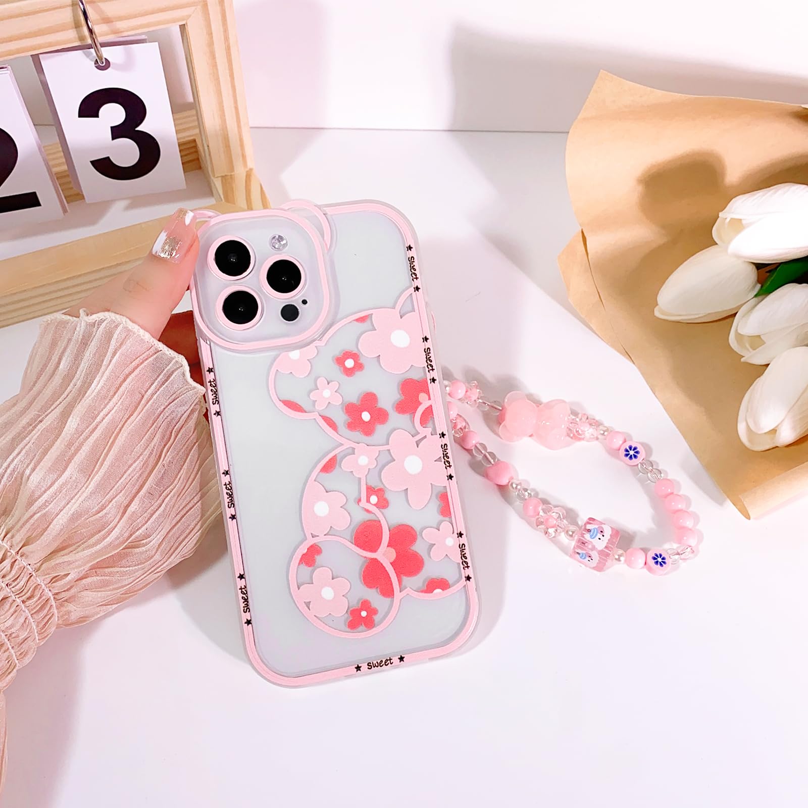 1 pezzo blu con design floreale trasparente a prova di goccia Custodia per telefono con vero Fiori secchi compatibile con iPhone 13 | SHEIN ALIA