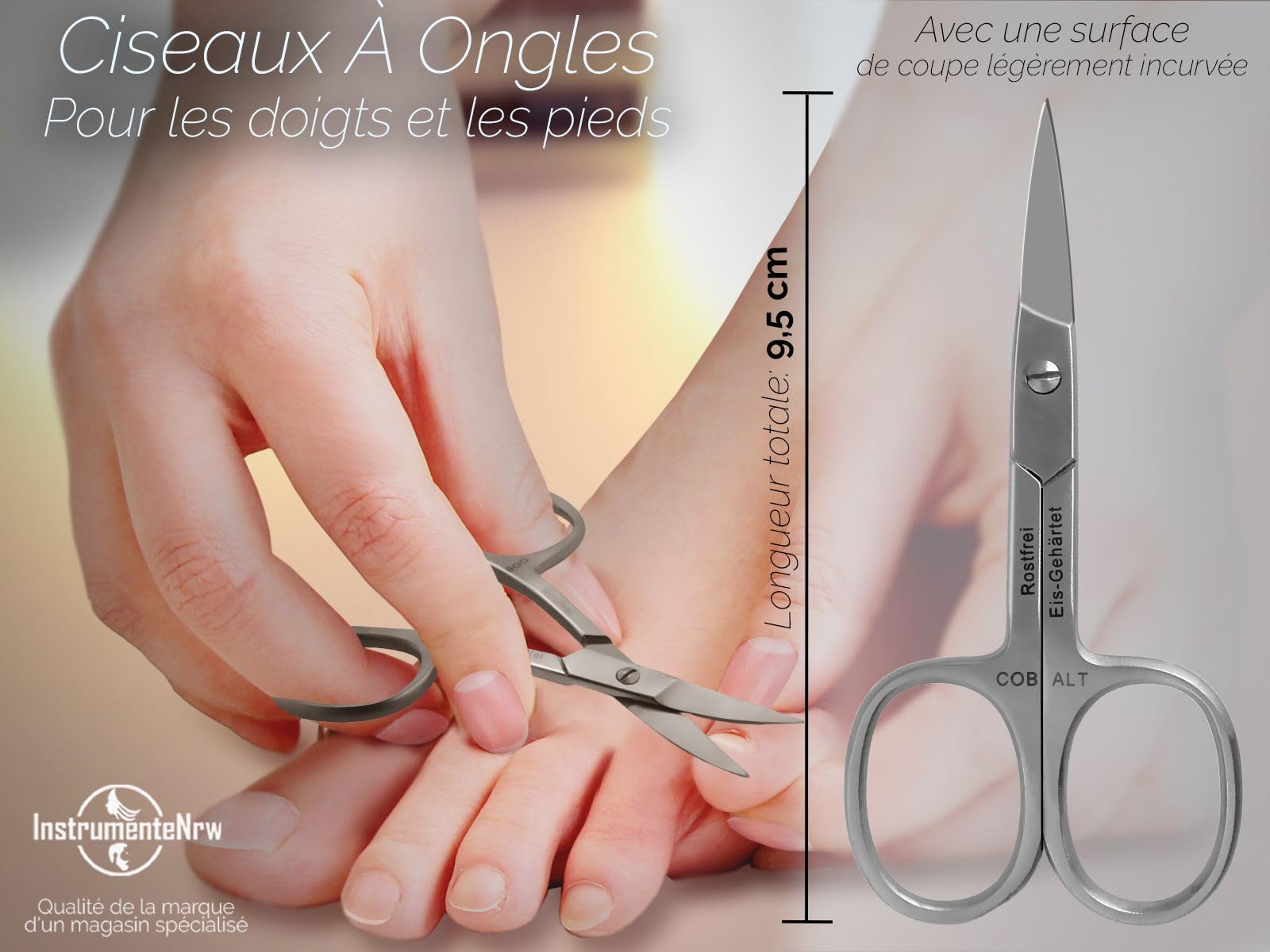 Nagelschere Ergonomisch, 9,5 Cm – Mit Gebogener Schnittfläche Für Maniküre & Pediküre, Inkl. Etui