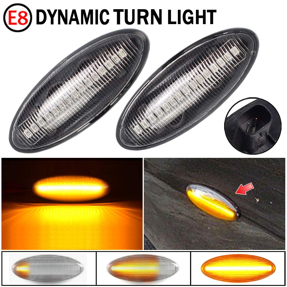 2 indicatori di direzione laterali a LED dinamici per Toyota Yaris COROLLA Auris Mk1 E15 RAV4 Mk3 (bianco)