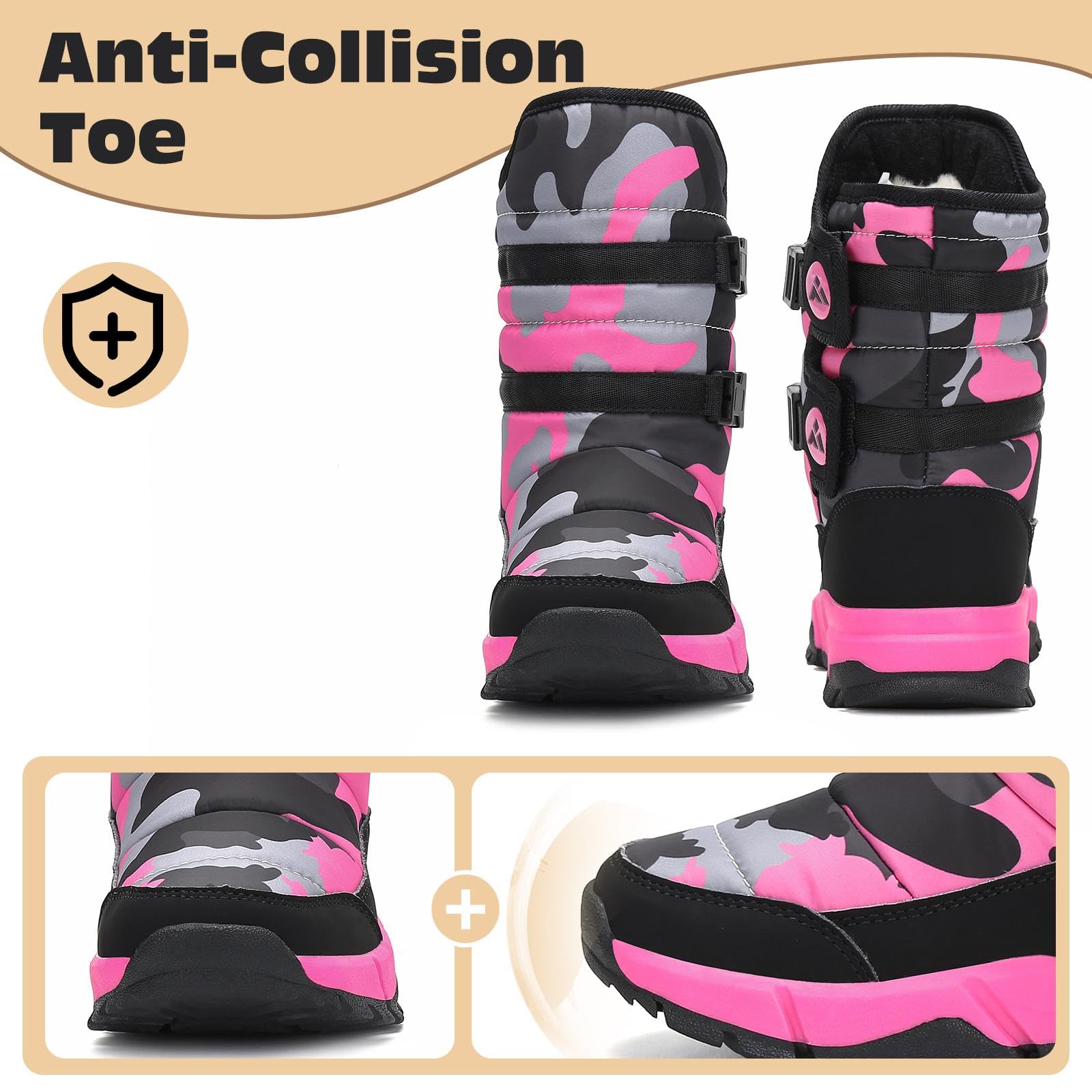 Mishansha Winterstiefel für Mädchen Jungen Winterschuhe Warm Gefüttert Winterboots Outdoor rutschfeste Schneestiefel Kinder