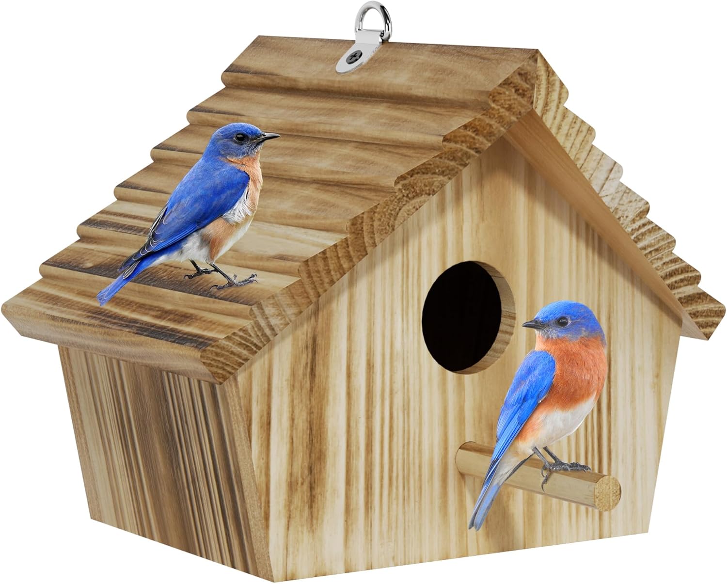 Auslar Bird House, Bird Houses for Outside, Wooden Birdhouse for Outdoors, Hanging Bluebird House for Cardinals Finch Wren Swallow for Wild Bird Viewing