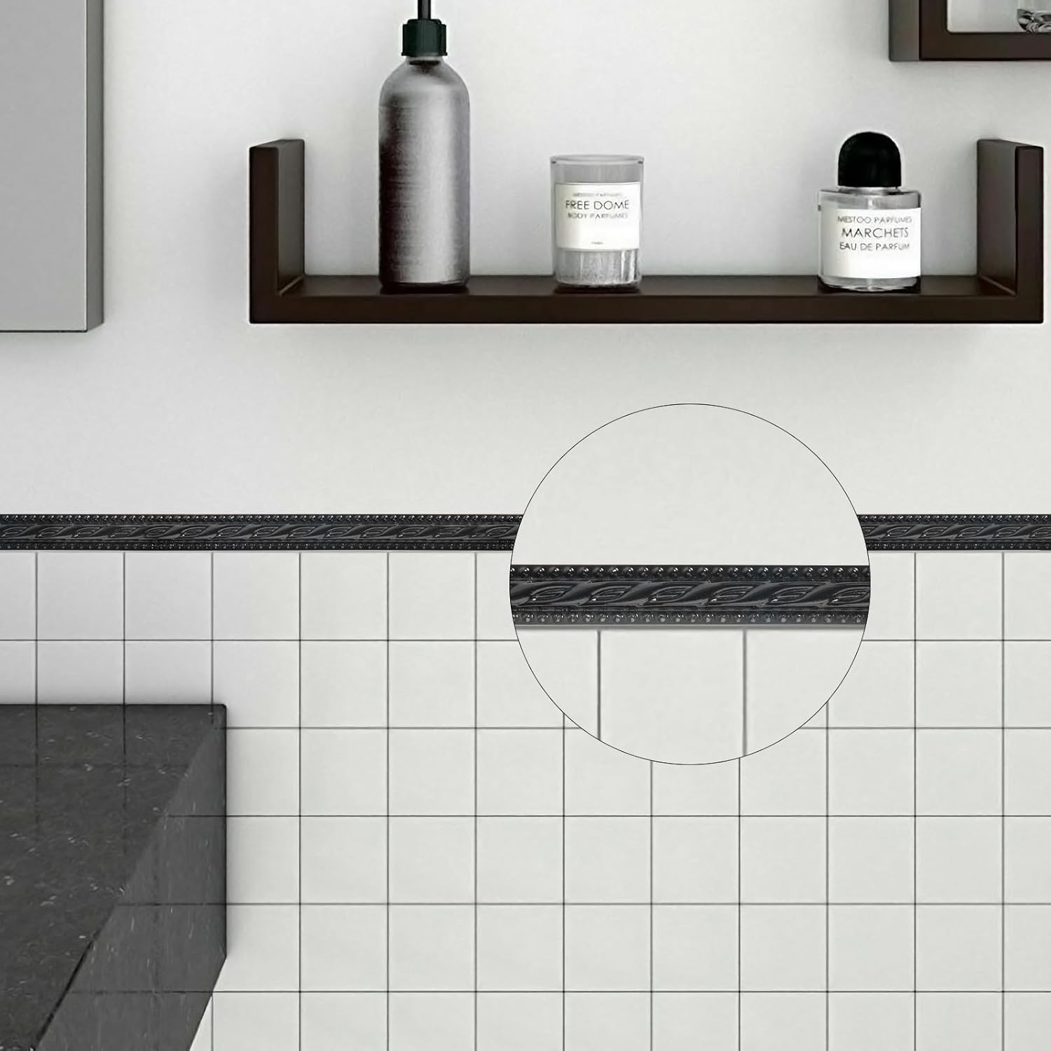 Flexible Molding Trim for Wall, Mirror, Cabinet Edge Moulding 1" X 120", 0.4" Thickness,Self-Adhesive,Black