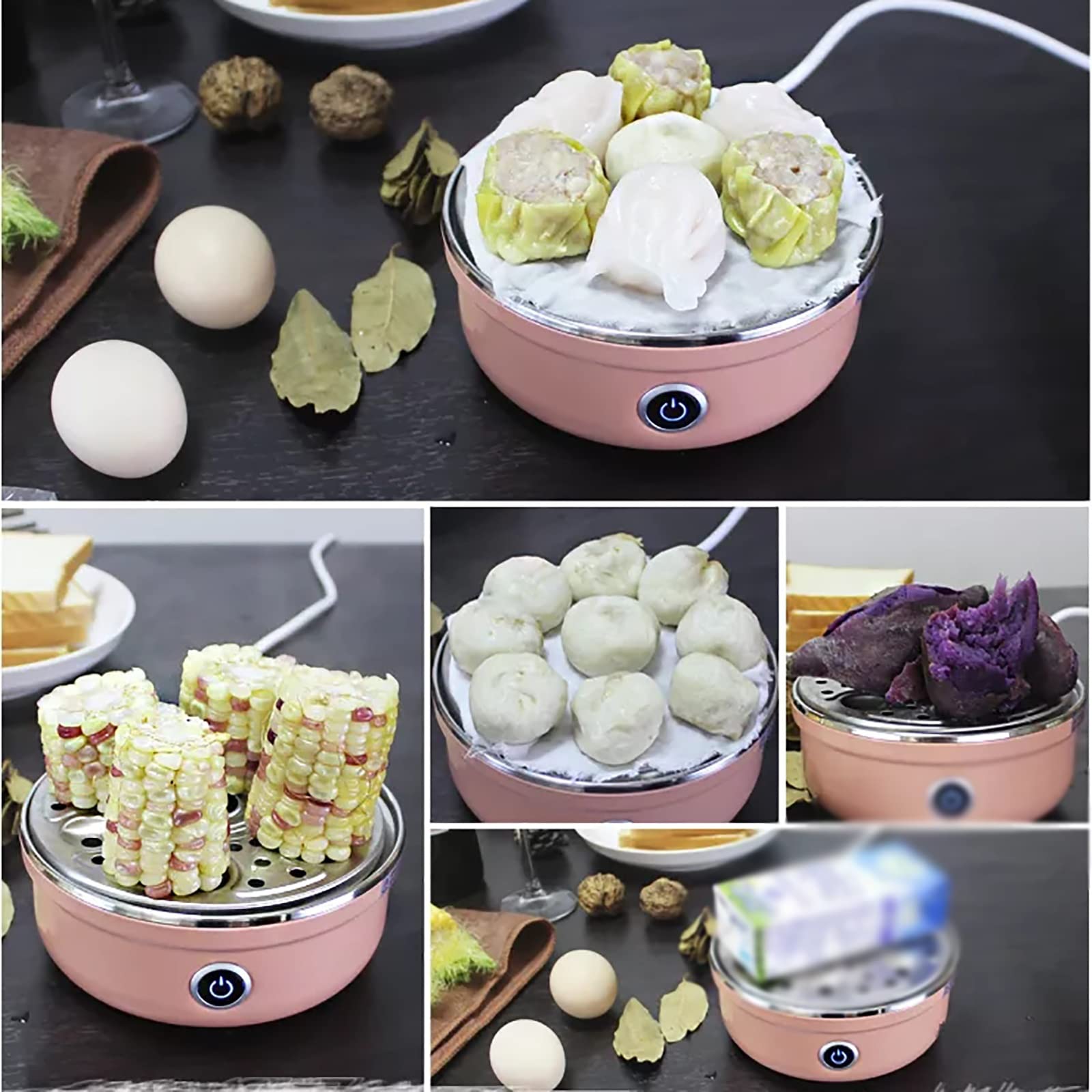 Hervidores para Huevos Mini caldera de vapores huevo eléctrico for el hogar acero inoxidable cocinera automática para Uso Diario(Jaune)