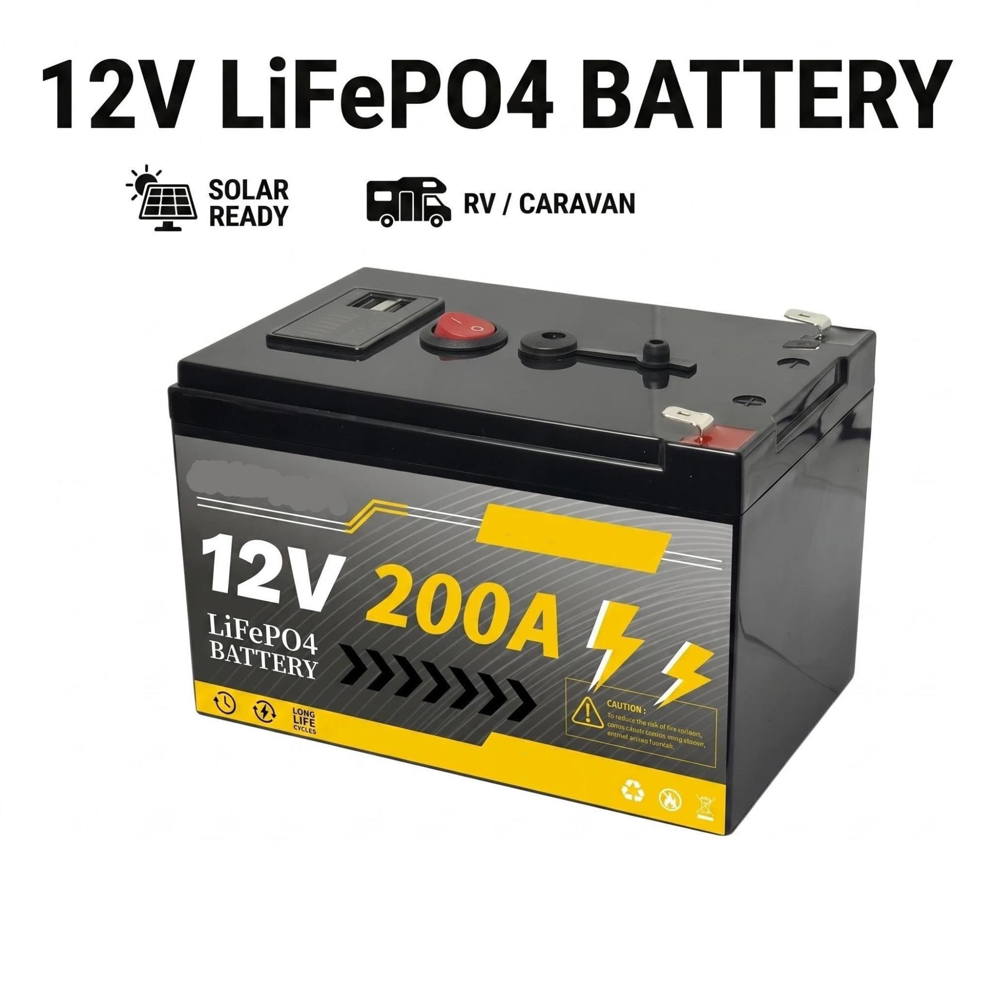 Batería de fosfato de Hierro y Litio de 12 V y 200 Ah BMS 6000+ incorporada