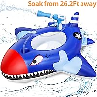 Vista 3 de AMENON Flotador de piscina con pistolas de agua, juguetes de piscina para niños de 3 a 11 años, barco de batalla inflable de 40 pulgadas
