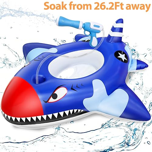 Miniatura 3 de AMENON Flotador de piscina con pistolas de agua, juguetes de piscina para niños de 3 a 11 años, barco de batalla inflable de 40 pulgadas