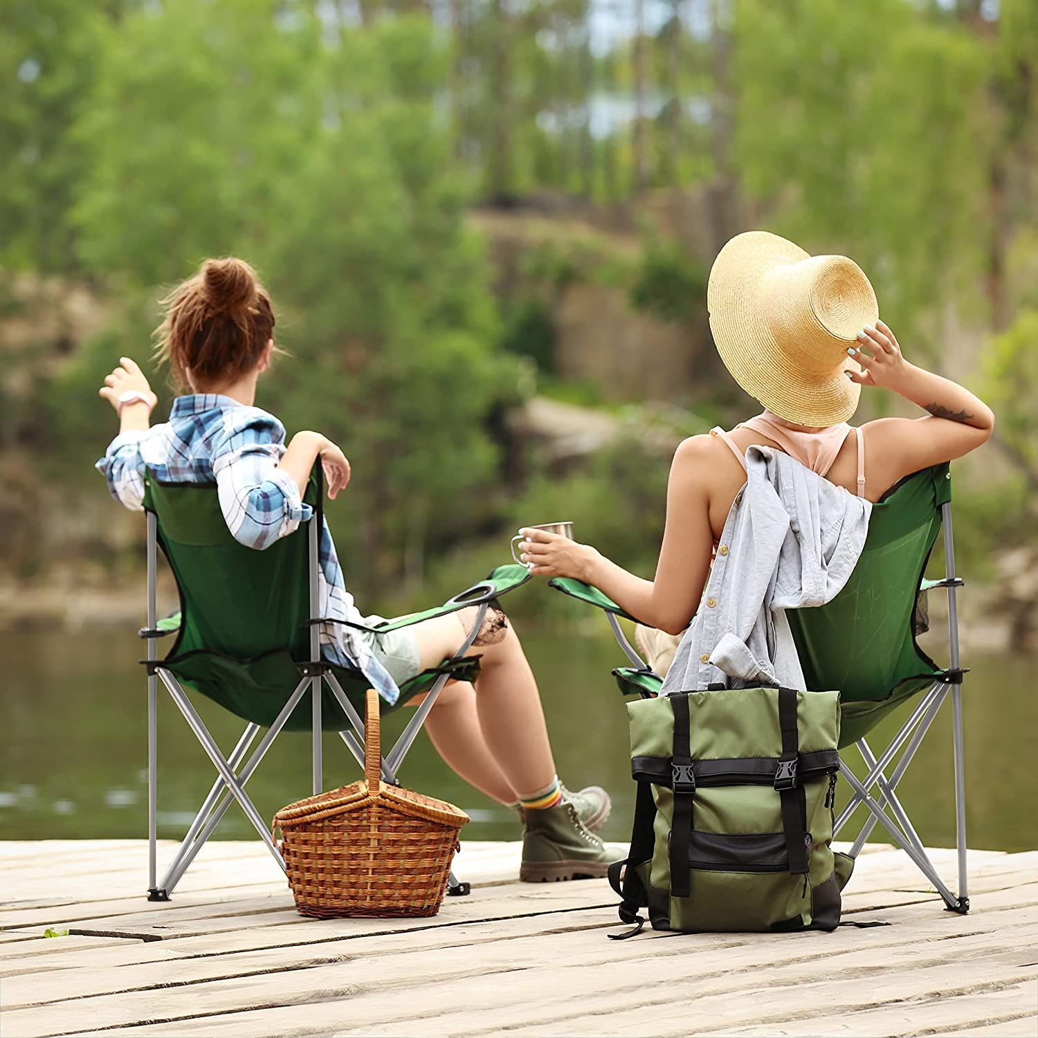 Nikrim™ Portable Folding Chair with Arm Rest and Cup Holder with Carrying Bag for Camping Travelling Lawn Patio Fishing Garden Beach Picnic Outdoor Foldable Chair (Multicolor, Oxford Cloth& Metal) 4