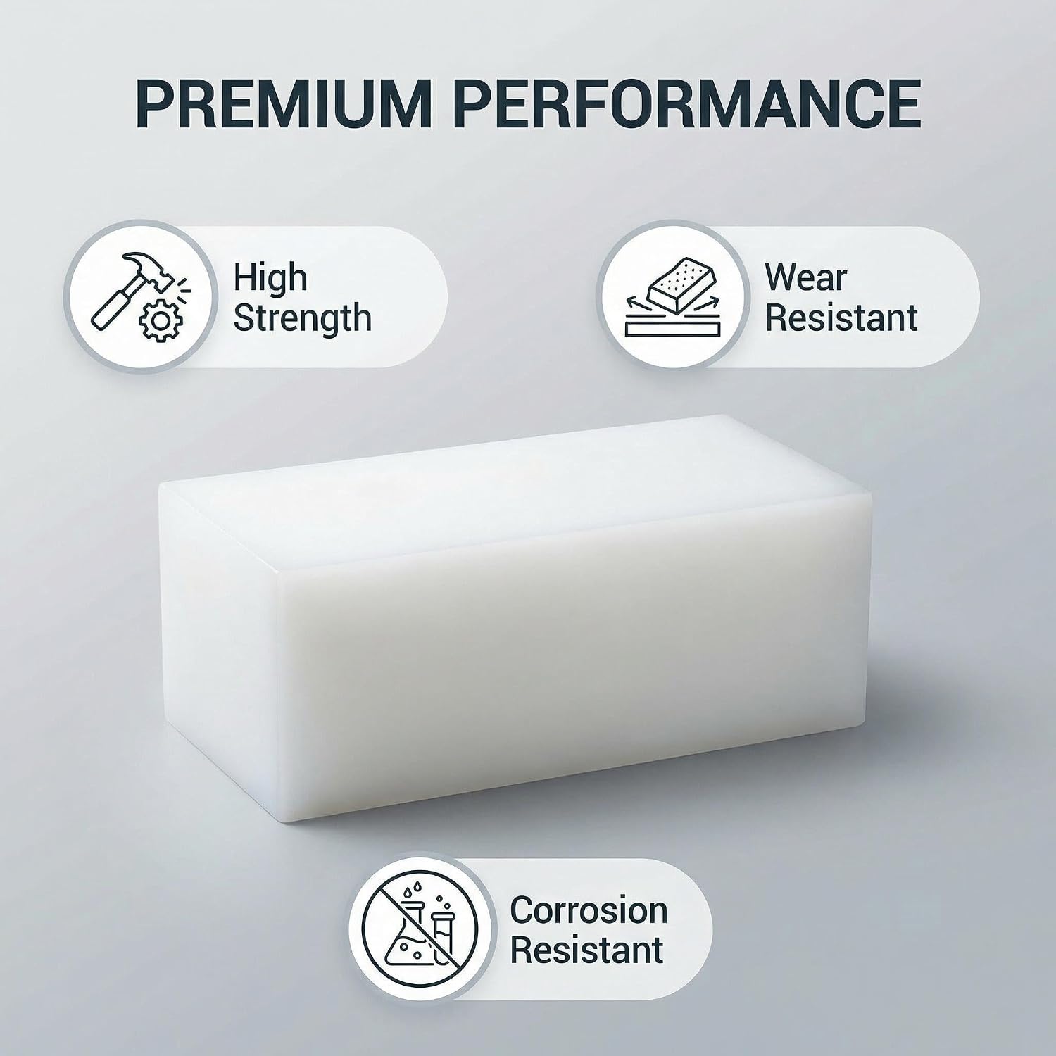 UHMWPE Ultra High Molecular Weight Polyethylene Tapping Block for Engineering Flooring DIY Nylon Blocks Plastic Rectangular Solid Bar Machining Home Improvement （3.1" x 3.1" x 7.9", 1