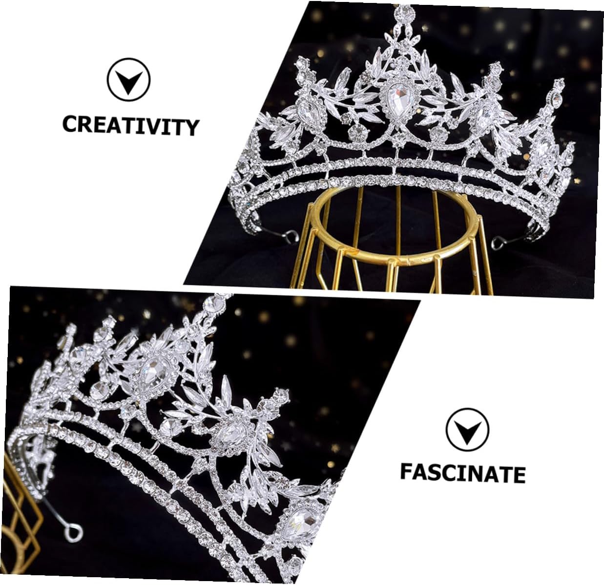 VALICLUD Luxury Rhinestone Tiara Crown Alloy Wedding Bridal Headpiece for Women Banquet Princess Hair Accessory Silver
