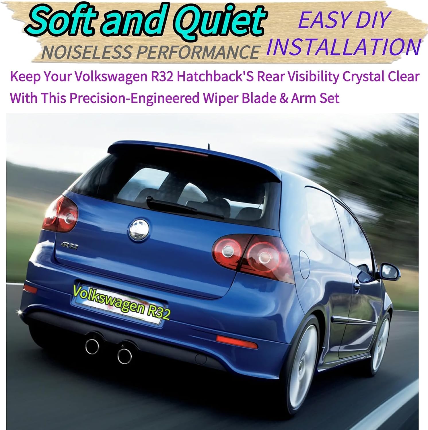 Rear Wiper Blade & Arm Replacement for 2008 VW Volkswagen R32 Base Trims Rear Back Windshield Wiper Blade Set