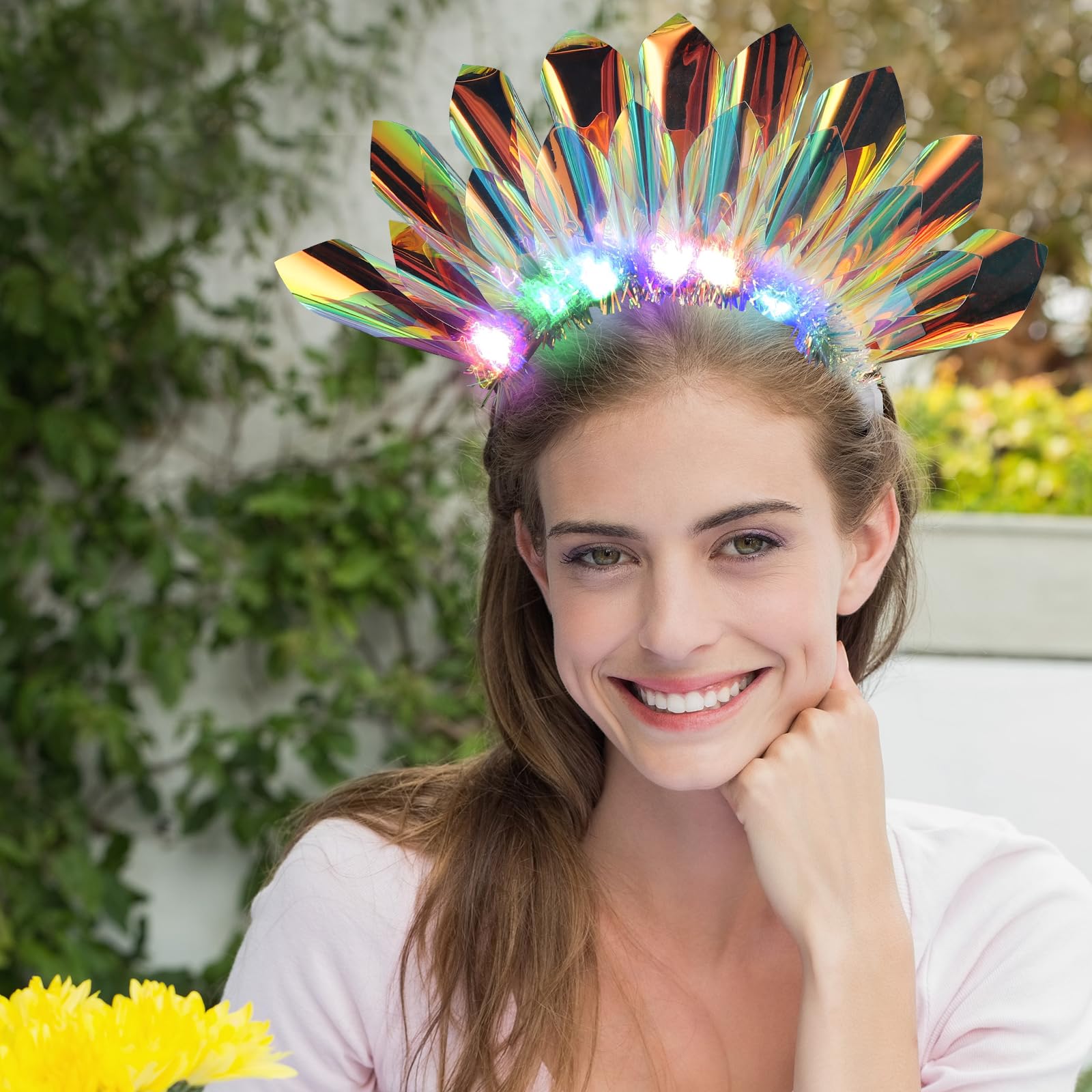 TNSLAND Diadema Luminosa Mujer LED, Corona LED para Fiesta y Discoteca, Diadema LED con Tres Modos de Luz, Accesorio Luminoso para Carnaval Nochevieja Festival, Regalo Ideal Novia, Hermana Mejor Amiga — view 5