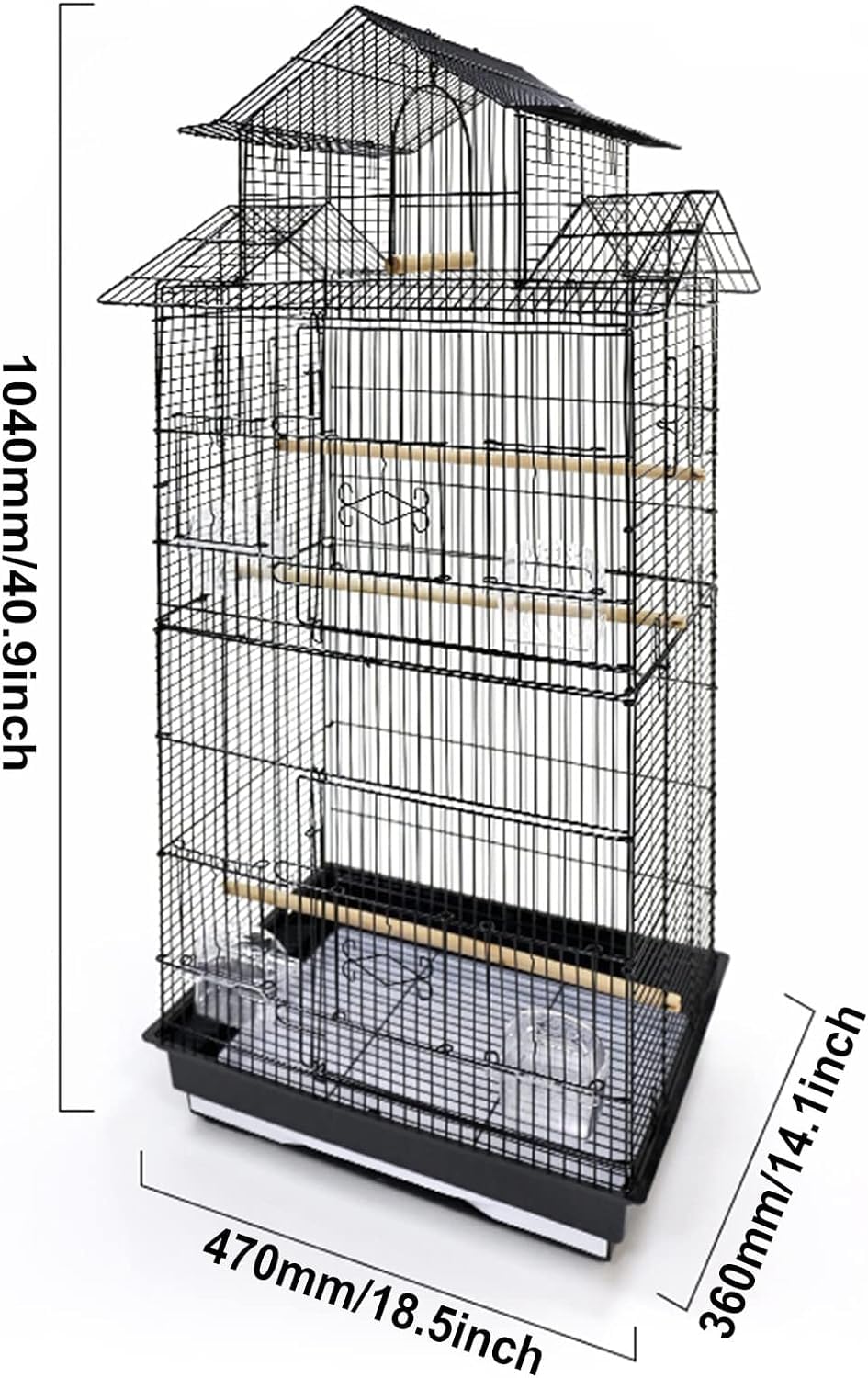 Bird cage for Budgies,Finches,Love Birds,with Cuttlefish BoneHolder,Cuttlefish Bone,3perch,4 Cups (47.5x36x104 cms)-Colors May Vary - Without Accessories 2