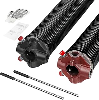 Garage Door Torsion Springs 0.207X2''X22'' with Non-Slip Winding Bars & Gloves, 2" (Pair) Electrophoretic Painting Garage Door Torsion Spring', High Quality Minimum 18,000 Cycles
