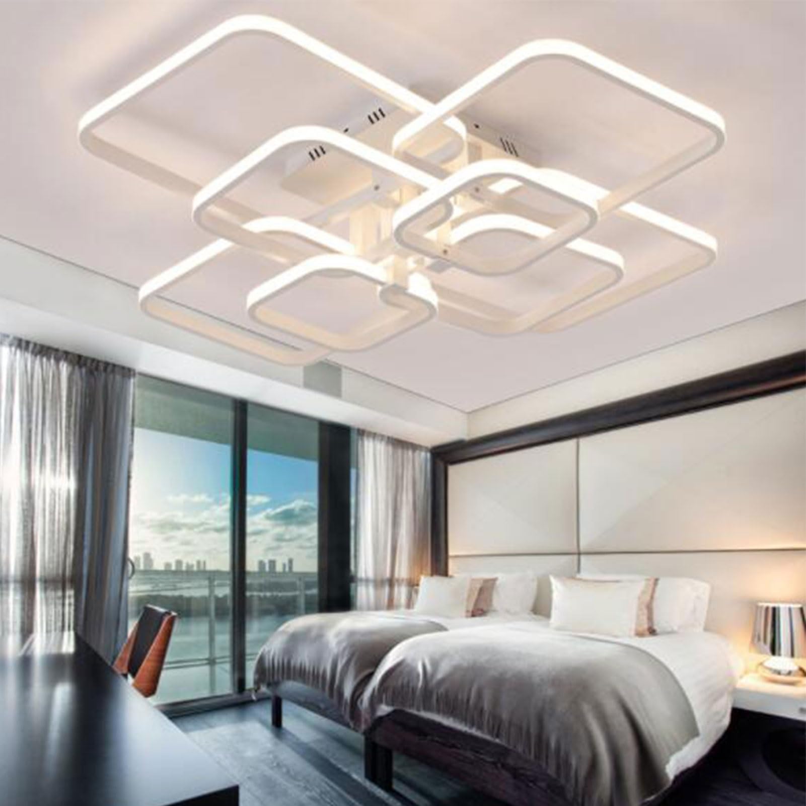 Luces De Techo Modernas Y Cuadradas, Lámpara De Techo LED De Acrílico De Aluminio Incrustada Cerca Del Techo, Para Sala De Estar, Dormitorio, Comedor, Cocina, Oficina (color Blanco, Si
