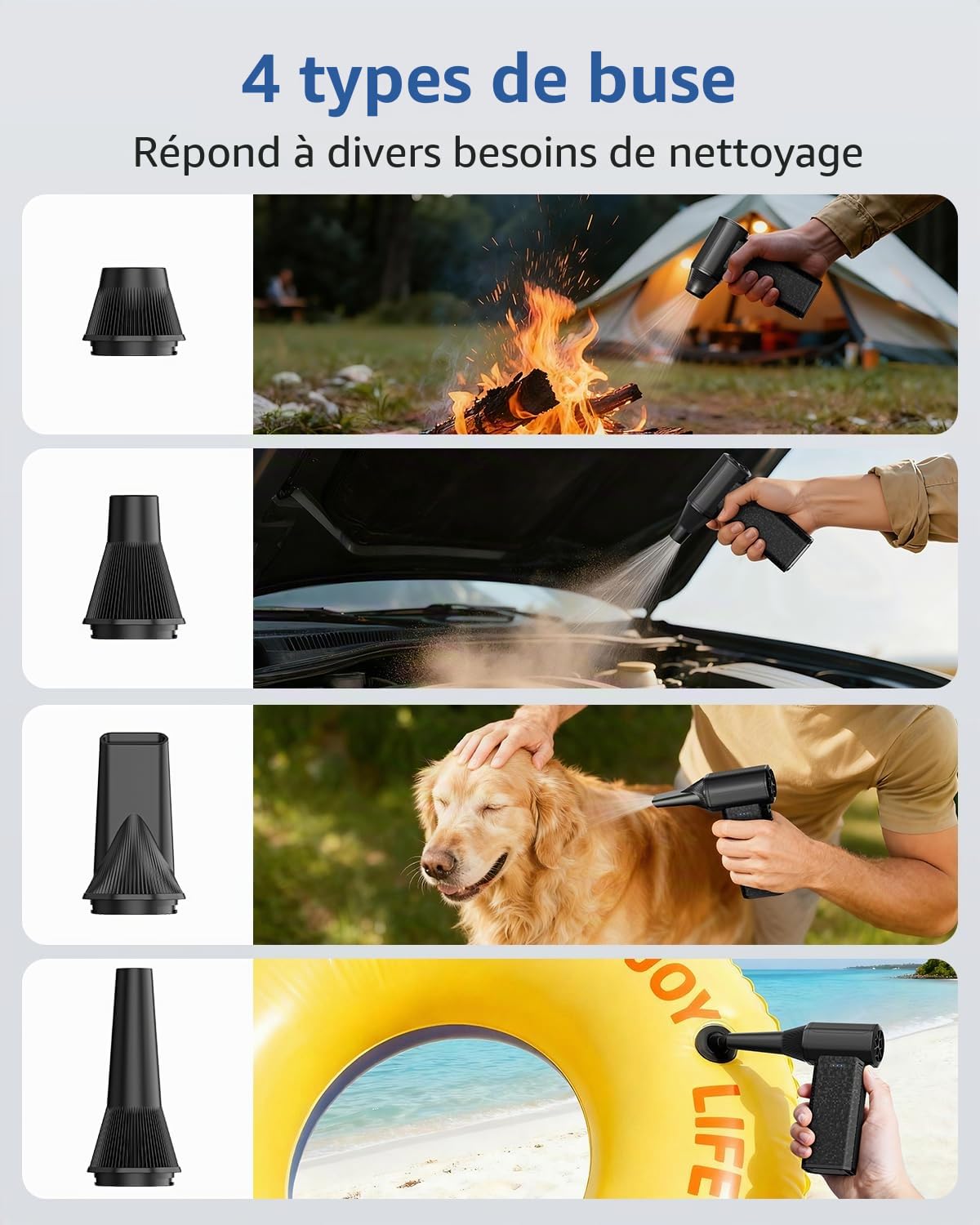COSANO X113 Souffleur d'air électrique 110 000 tr/min – Dépoussiérant rechargeable 2× 2500mAh, moteur 120W et 3 vitesses réglables, USB-C, alternative aux bombes d'air comprimé pour PC, clavier