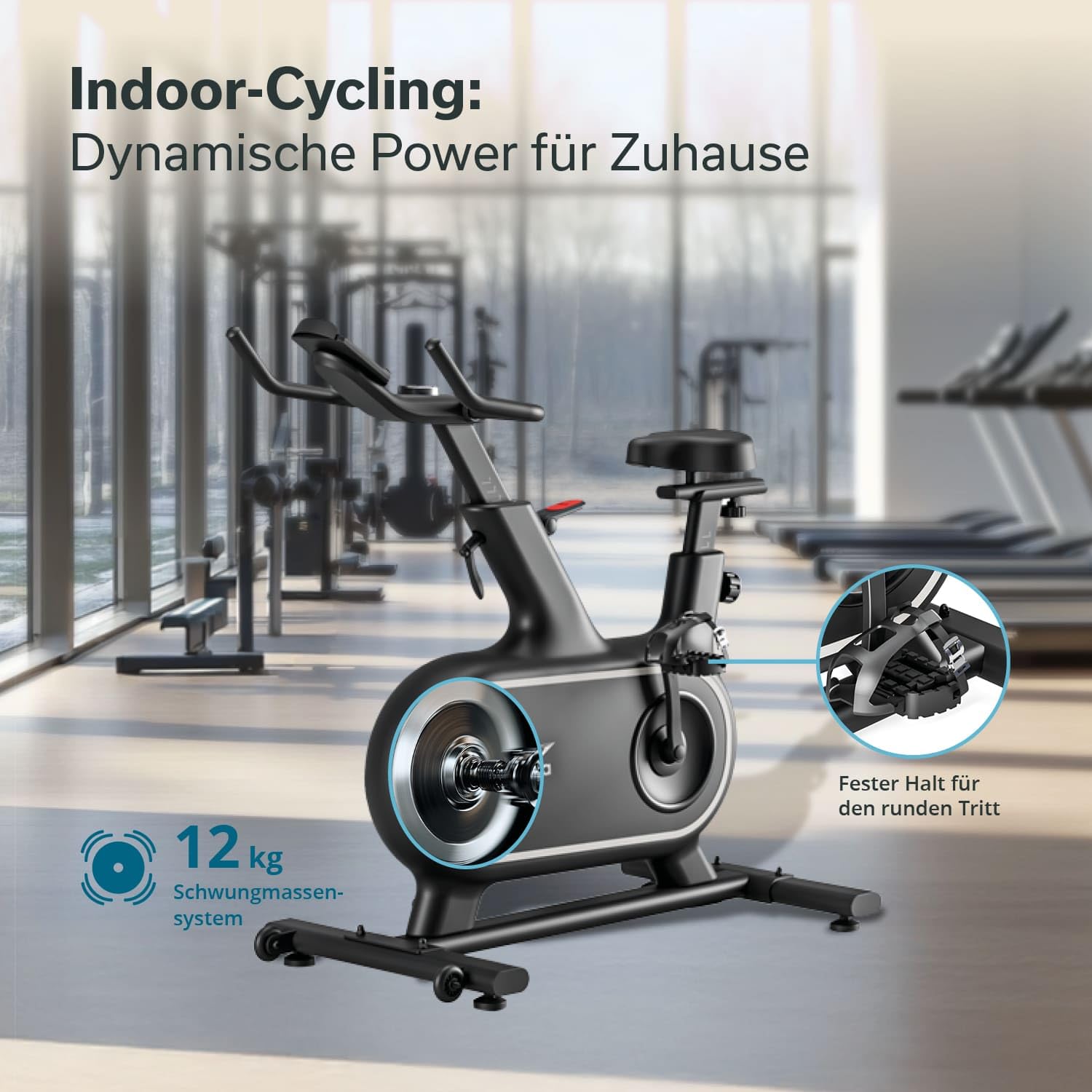Skandika Heimtrainer Fahrrad Cykling P10/P12-H | 32 Stufen, Magnetbremssystem, 12 kg Schwungmasse, App Steuerung mit Kinomap, Hometrainer Fahrrad für Zuhause | Indoor Bike, Fitnessfahrrad, Trimmrad