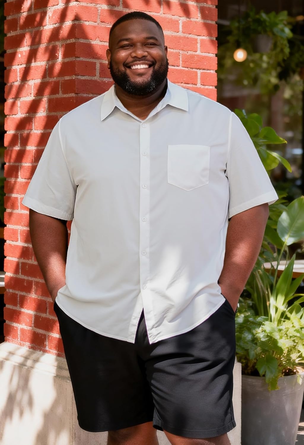 Big and Tall Dress Shirts for Men, Mens Big and Tall Button Down Shirt Quick-Dry Short Sleeve Shirt with Pocket