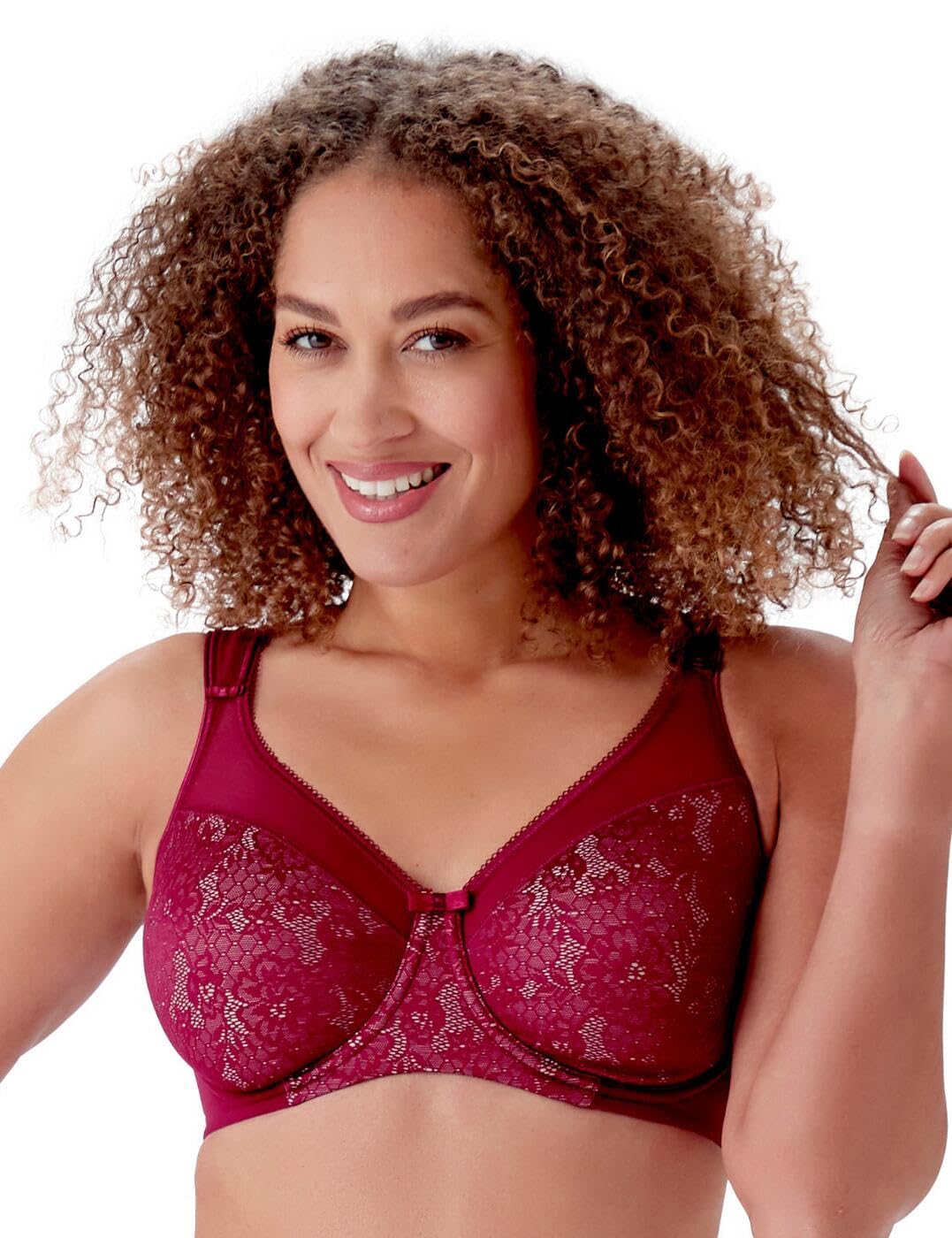 Berlei Beauty Lace Underwired Smoothing Bra Burgundy 38D