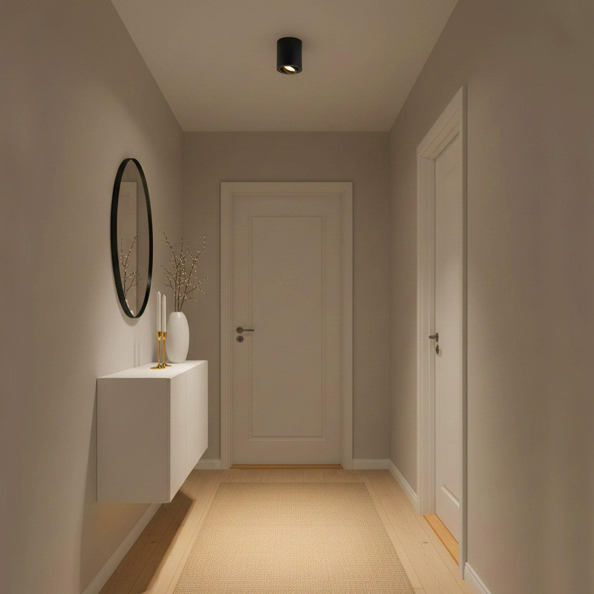 Ledvion 6er Set LED Aufbauspot Schwarz Rund 3W Warmweiss | mit Leuchtmittel geliefert; fuer Decke Flur Kueche und Wohnraum