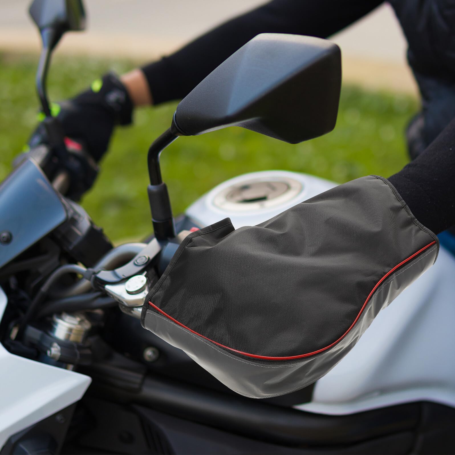 Alipis Guanti da Moto Invernali Riflettenti per Freddo Scaldamani da Manubrio per Motoslitta e Quad Accessori Protettivi per Guida Sicura Invernale Outdoor