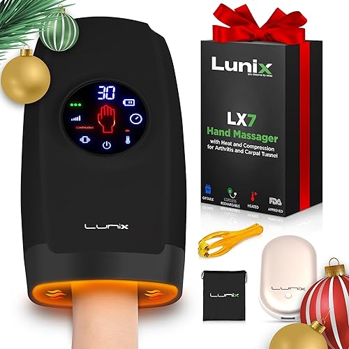 Miniatura 8 de Lunix LX7 - Masajeador eléctrico de manos con pantalla táctil con compresión y calor, terapia de puntos de presión para artritis, alivio del dolor