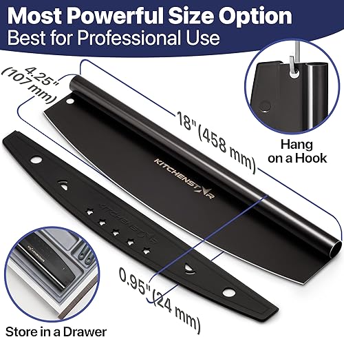 Miniatura 59 de Kitchenstar Cortador de pizza de 14" Cuchillo de acero inoxidable afilado para rebanar - Estilo balancín con cubierta de hoja Picar y rebanar a)