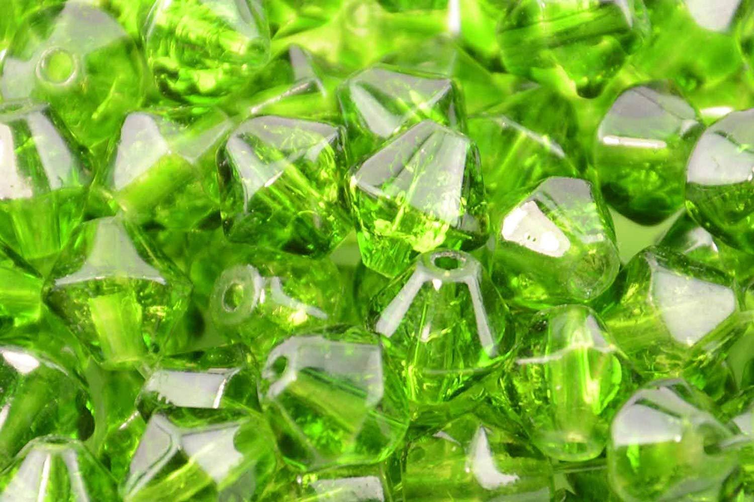 8mm Bicone Crystal Beads with Colour Choice - Hand Made Bead Craft Jewellery Bracelet Necklace Making (Green, 10 Packs)