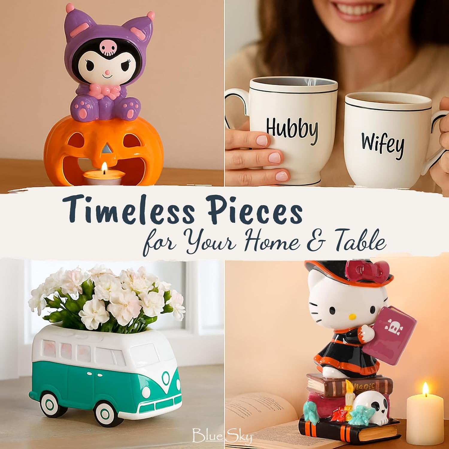 Let It Snow Hello Kitty and Friends Tealite Candle House, 7.5" L x 6" W x 7.65" H Created by Blue Sky Clayworks