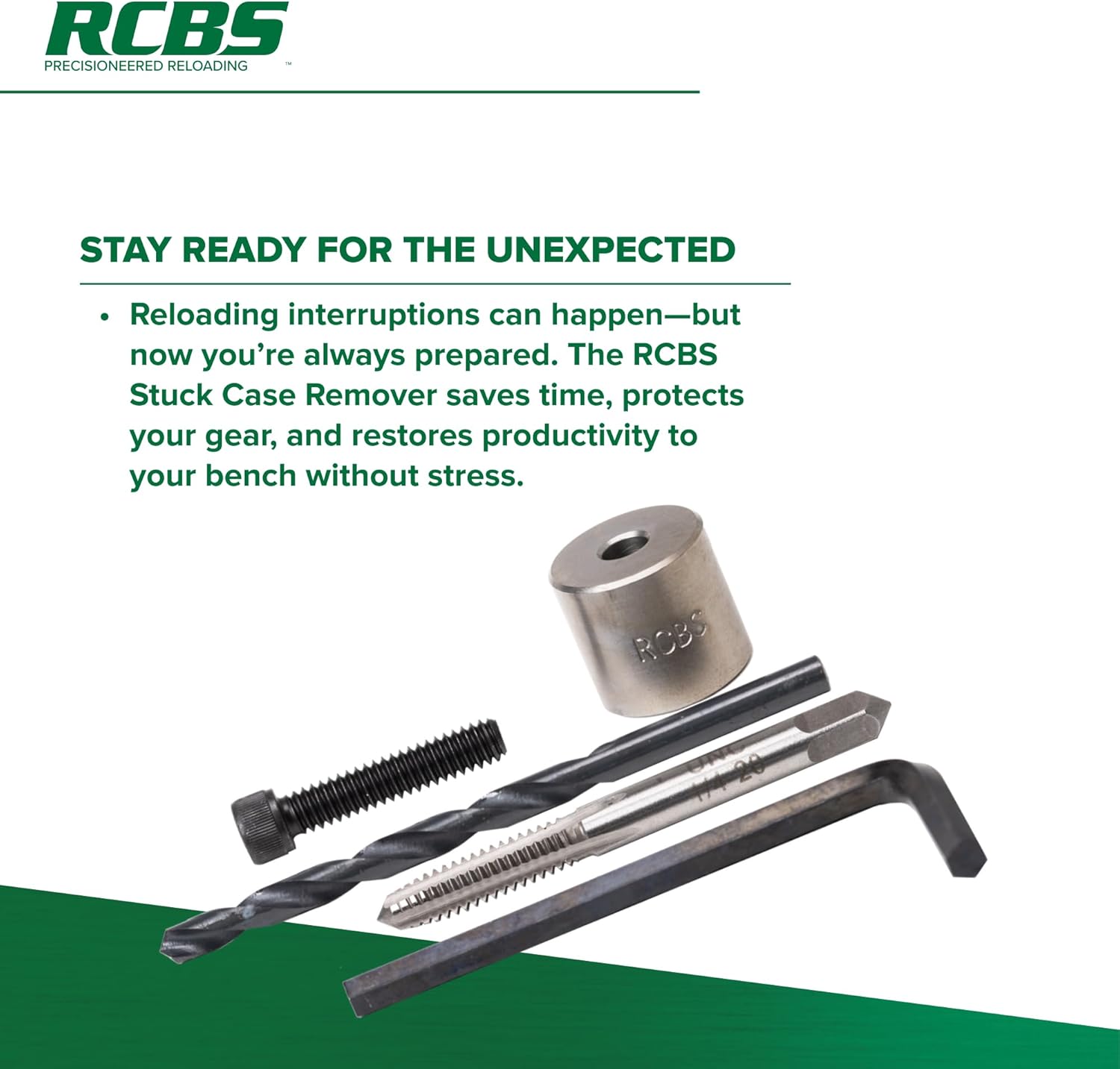 RCBS Stuck Case Remover Kit – Reloading Die Tool – Green