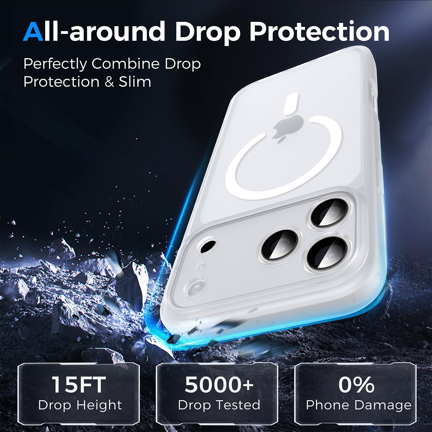 Cover Compatibile MagSafe iPhone 13 Pro con Cerchio Magnetico Integrato - Trasparente - Italiano