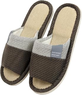 Women Linen Slippers Summer Japanese Style Home Indoor Open Toe Shoes Lightweight Non Slip Soft Sole Bathroom Slides For Men House Use