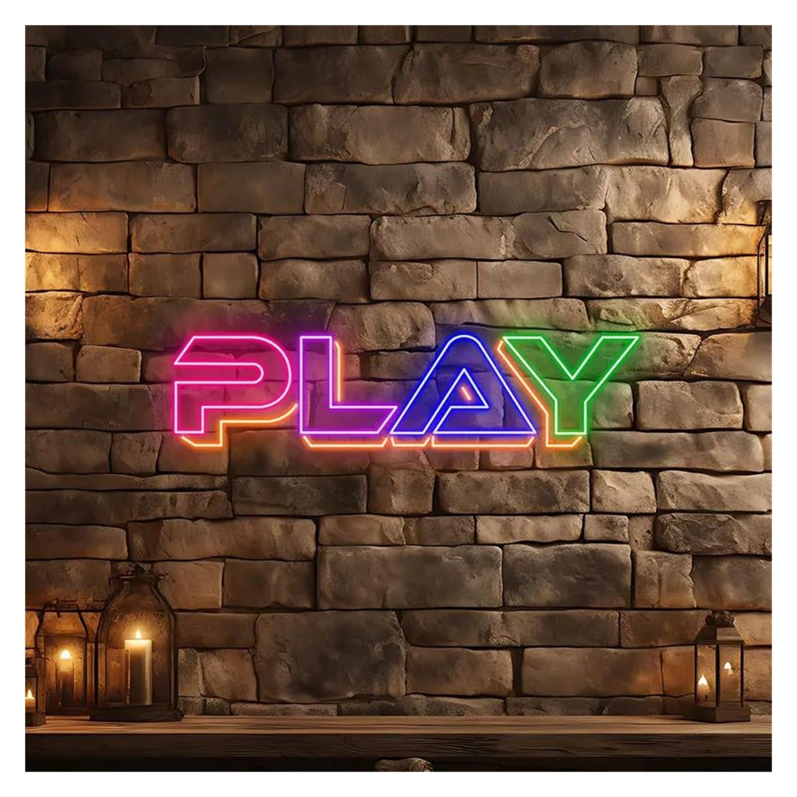 Decoración Lámparas Letrero De Neón Con Texto JUGAR, Divertido, Arte De Pared Decorativo Para Salas De Juegos Y Espacios De Entretenimiento, Lámparas Regulables 45cm