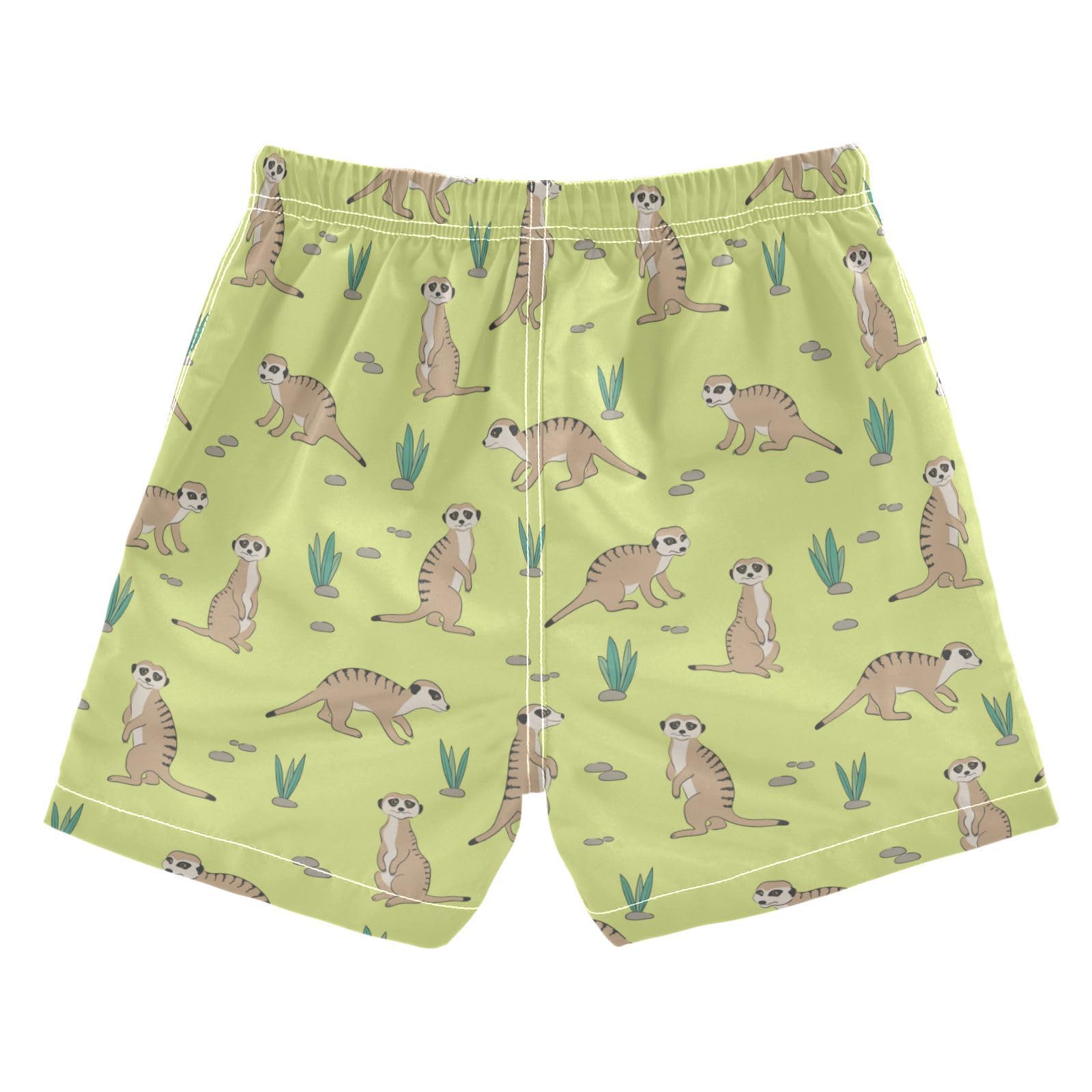 Wusikd Cute Meerkat Boys Swim Trunks Summer Drawstring Toddler Swim Board Shorts Boys Bathing Suit Beach Vacation S Multi