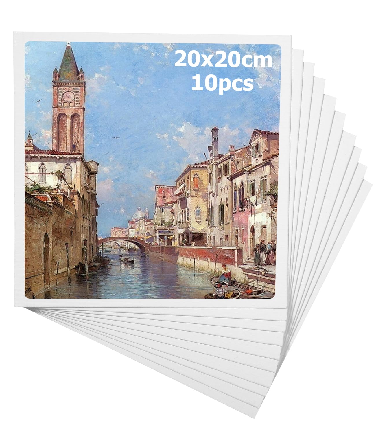Leinwand zum Bemalen Set 20x20cm (10 Stück),Leinwand Set,Weiße Kleine Leinwände,Geeignet für Liebhaber der Malerei