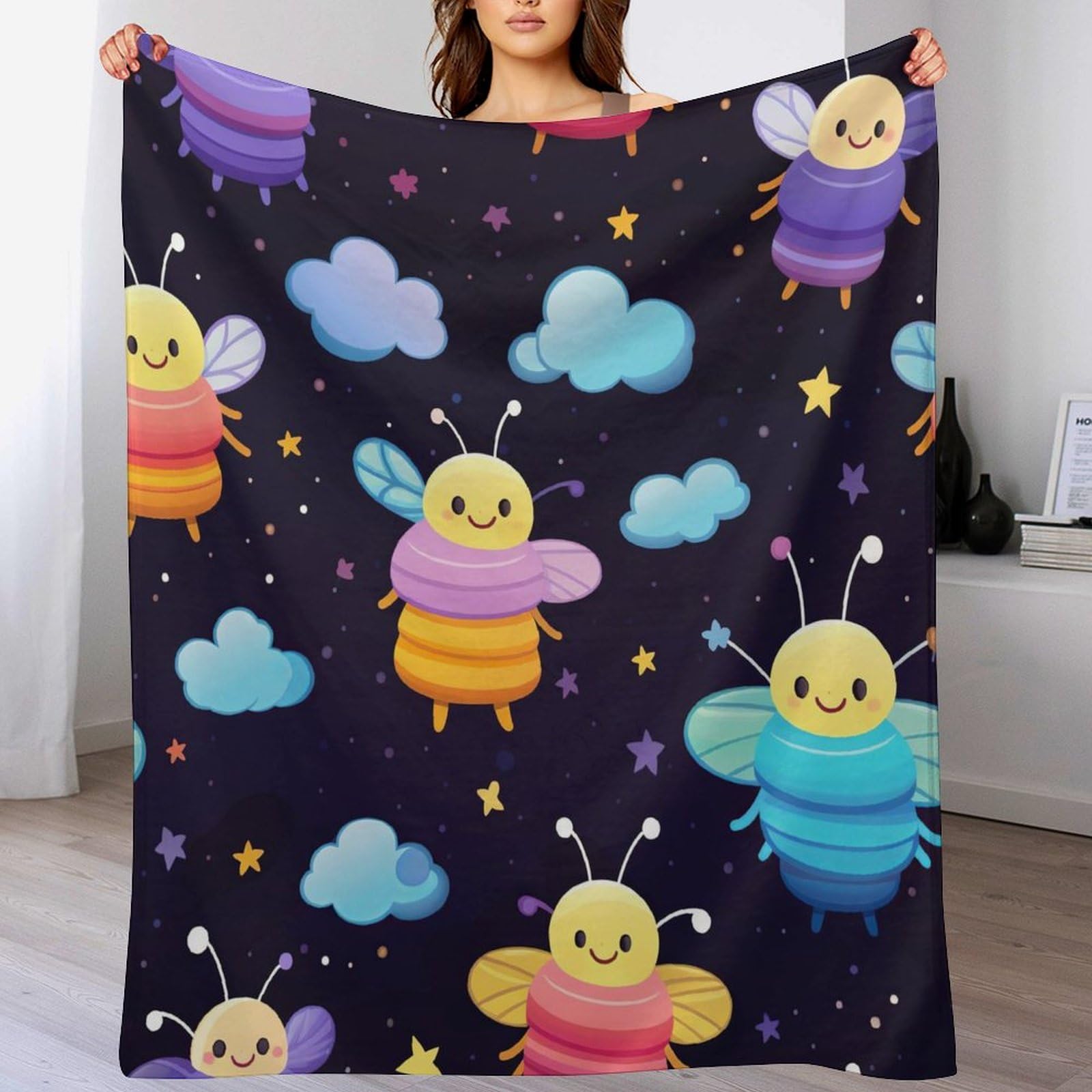 Couverture Abeille Flannel Douce pour des Soirées Cocooning Réconfortantes