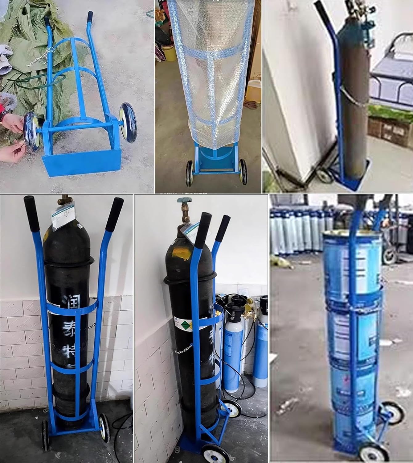 Cylinder Tank Holder Single Oxygen Cylinder Cart with Handle, Portable Rolling Oxygen Tank Holder for Storage 40/50L Cylinders, 2 Wheels Industrial Handcart for Labs