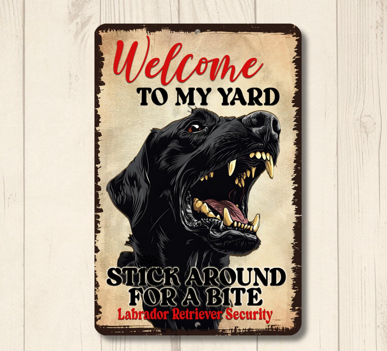 Black Lab Welcome Yard House Sign funny dog metal security warning labrador tin home decor
