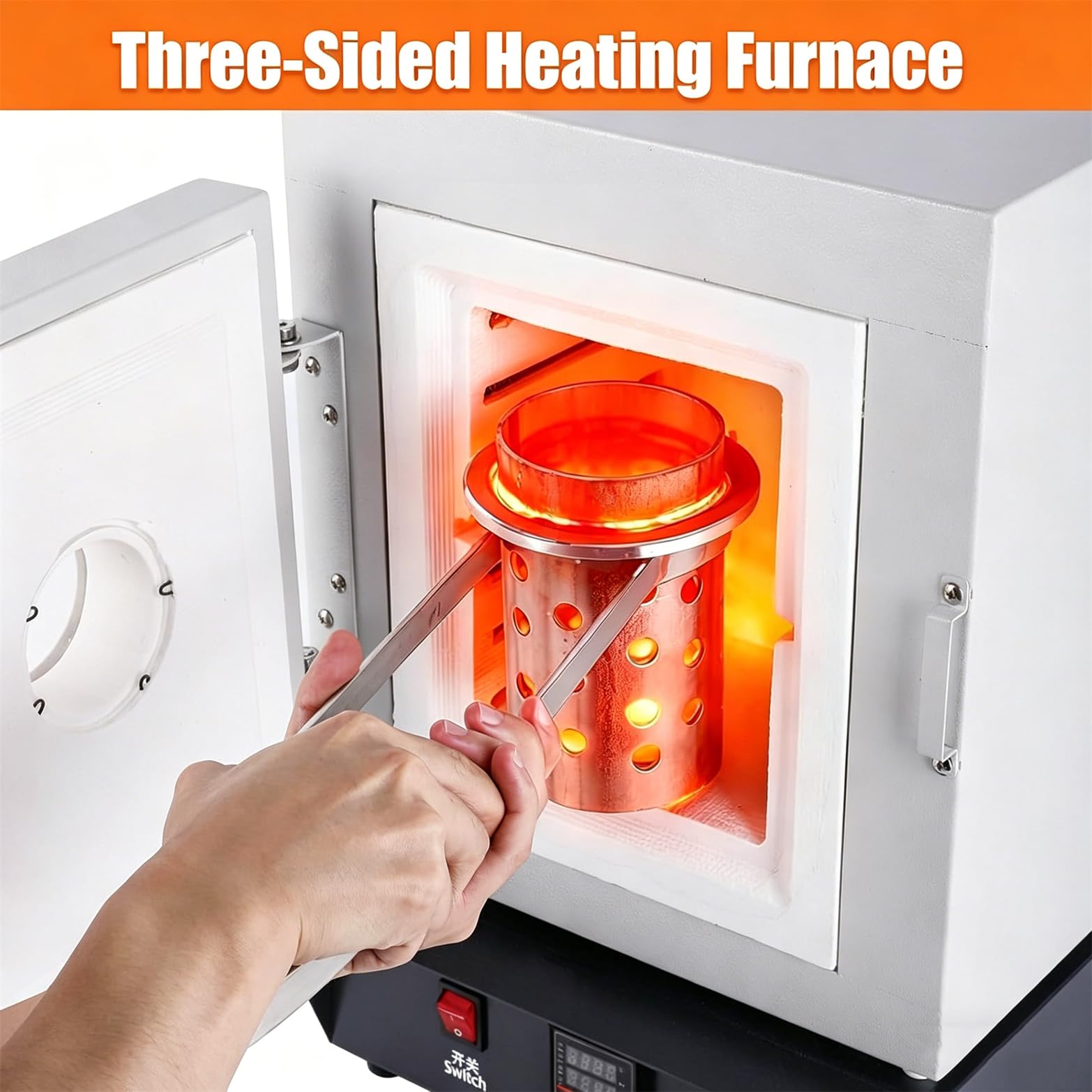 Horno De Mufla Cerámico De 1500W para Laboratorio,Horno Eléctrico De 1150 °c (2102°f) para Fabricación De Joyas Y Fundición De Metales,con Control De Temperatura Pid Y Ventana De Observación