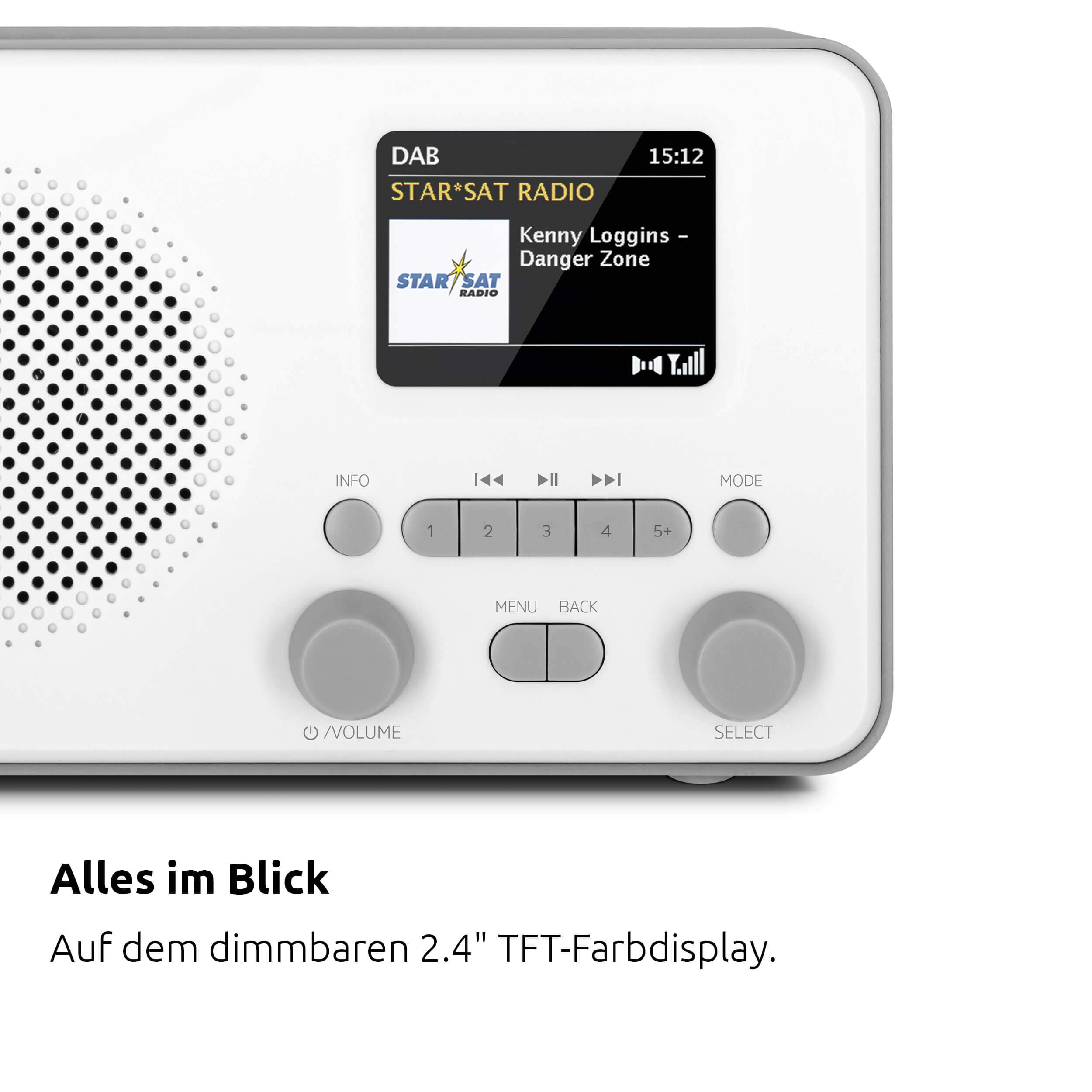 TechniSat TECHNIRADIO 6 IR Tragbares Internetradio DAB+ UKW WLAN Bluetooth Farbdisplay Wecker App-Steuerung 3 W RMS grau/weiß