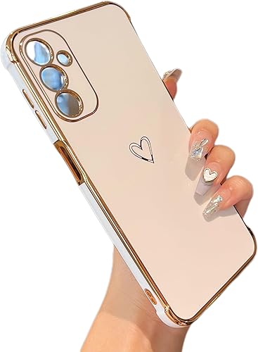 ZTOFERA Funda diseñada para Samsung Galaxy A14 5G, bonito patrón de corazones de amor con borde chapado y protección de lente de cámara para Galaxy