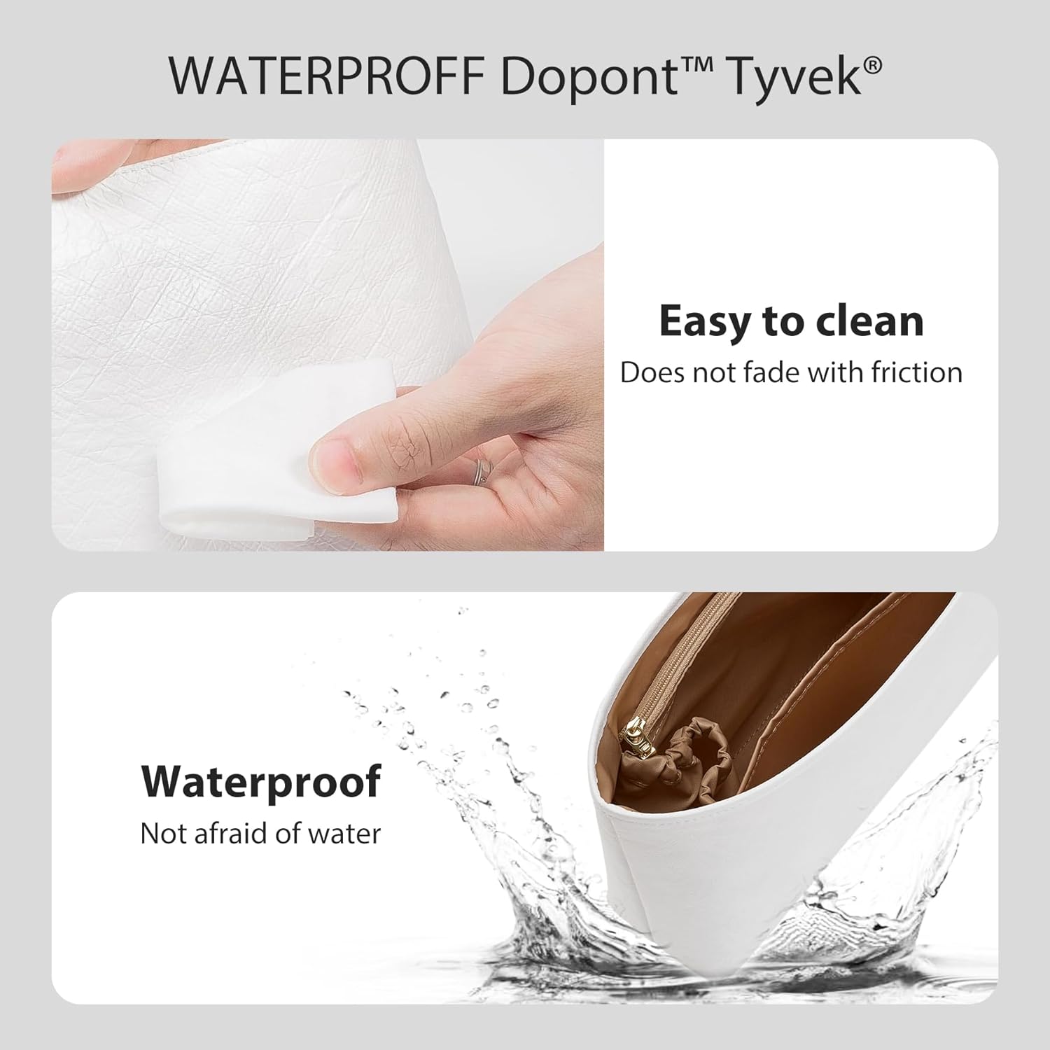 Brooklyn 28 Bag Insert Organizer, Lightweight Purse Organizer Insert for Coach Brooklyn 28 Shoulder Bag, Tote Handbags Inner Divider Shaper with Elastic Cup Holder & Smooth Zipper, White&Maple - Image 8