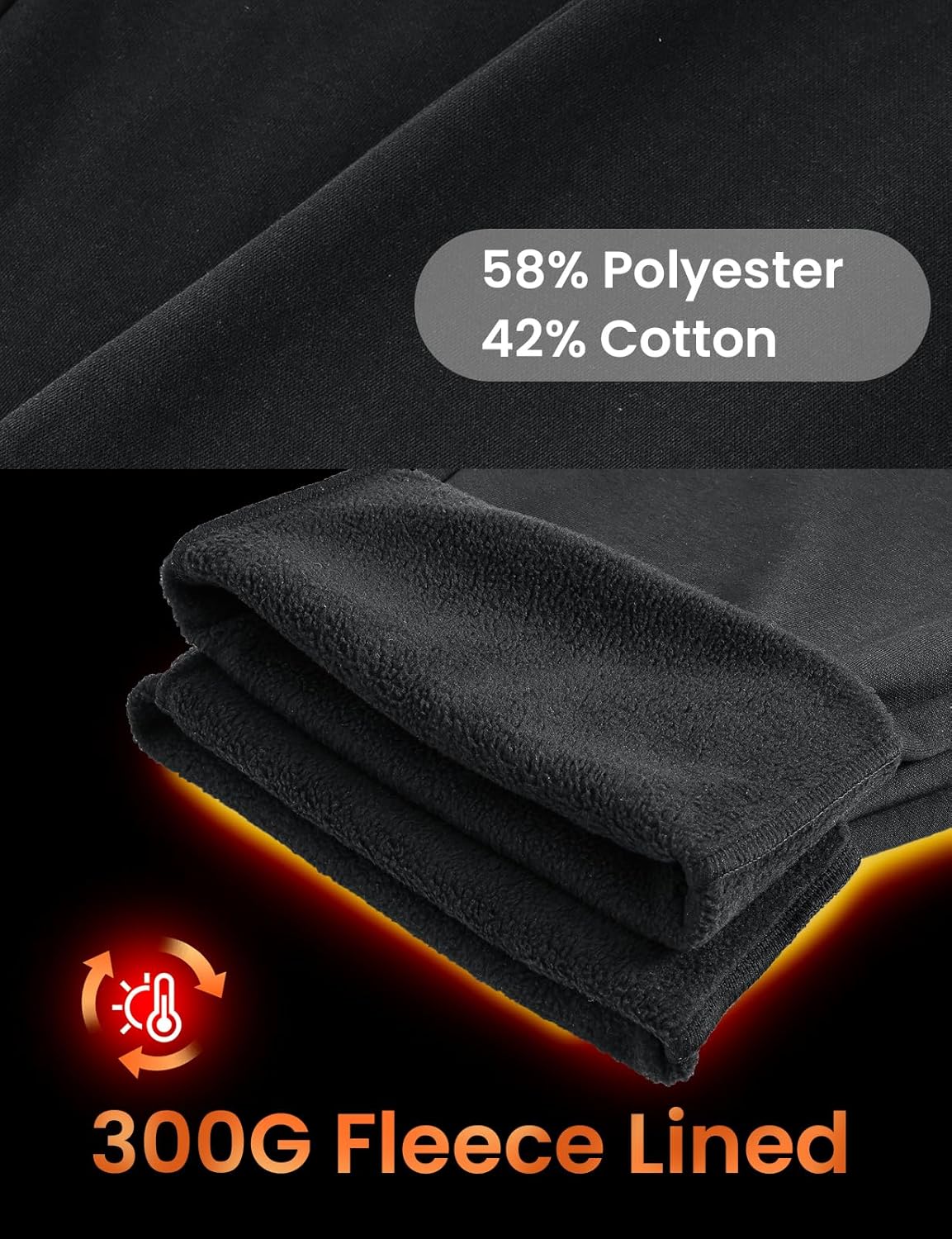 TBMPOY Men's Fleece Lined Sweatpants Winter Straight Leg Open Bottom Warm Cargo Pockets Cotton Running Lounge - Image 4