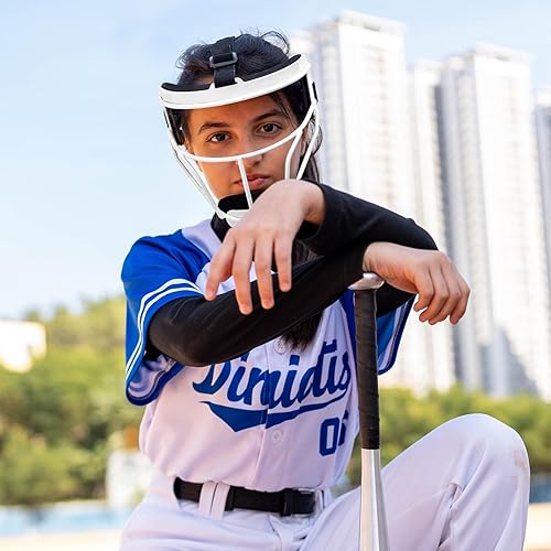 Miniatura 5 de Dinictis Máscara facial de sóftbol, con visión de campo amplia, ligera y cómoda, apta para todas las edades, protector de cabeza duradero y seguro