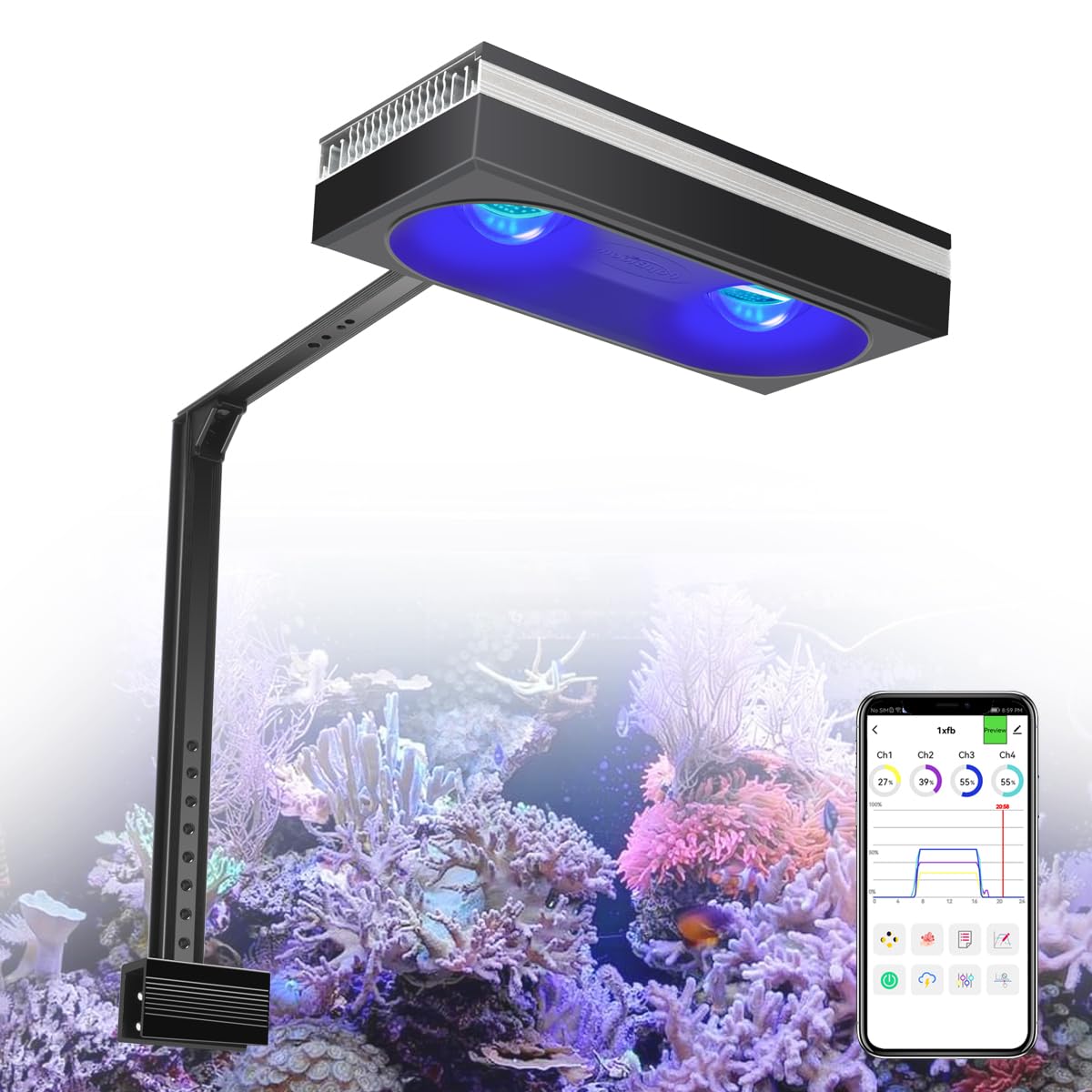 Amazon.com: PopBloom RL180 Reef LED Light,Outperforms 200W+, Reef