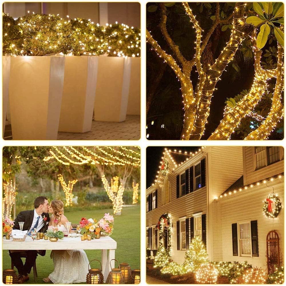 koopower 36ft 100 Led Battery Fairy Lights with Timer on Waterproof String, 36ft Clear Wire, Remote (Timer, Dimmable, 8 Modes), Warm White