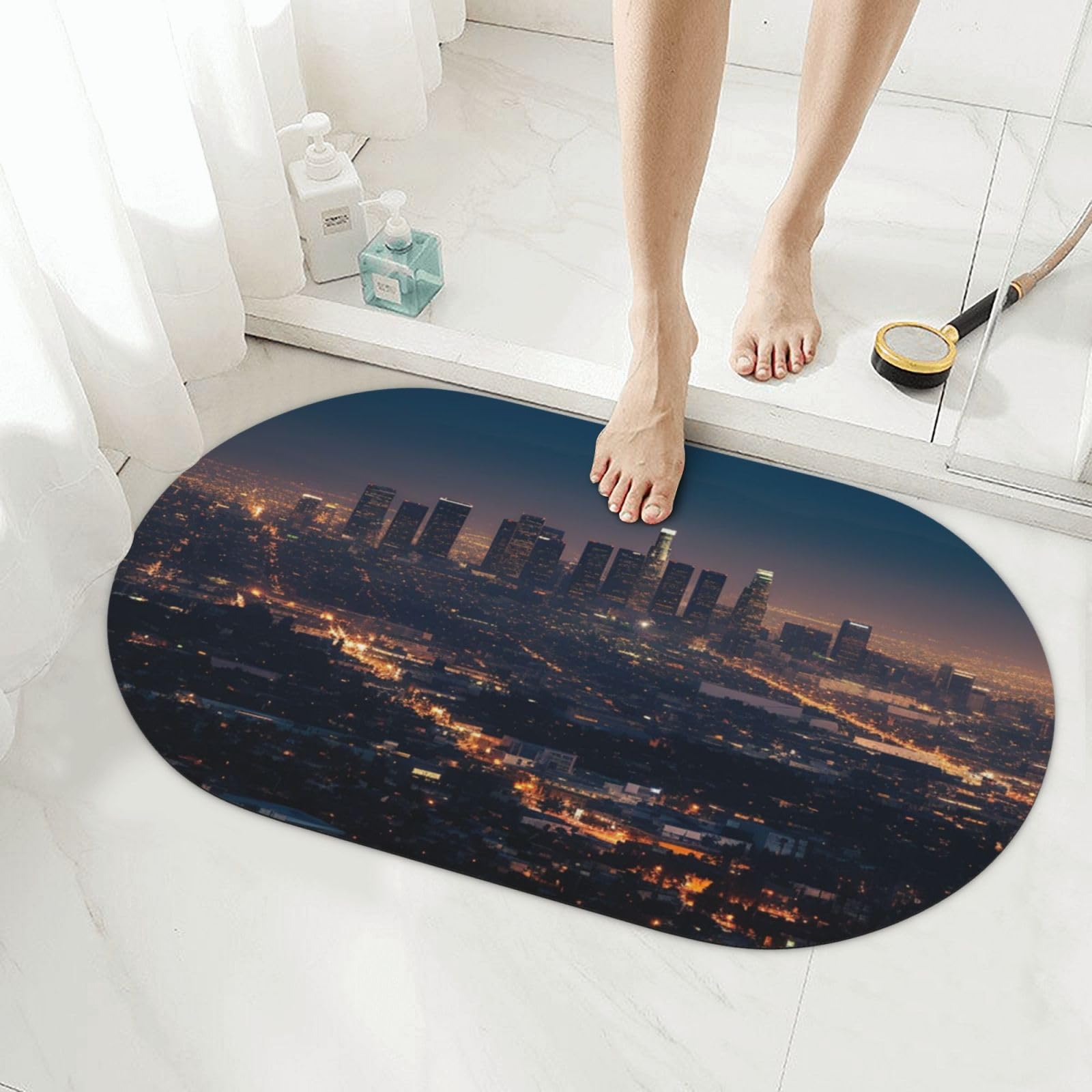 Tapis de bain Los Angeles Skyline en pierre super absorbant