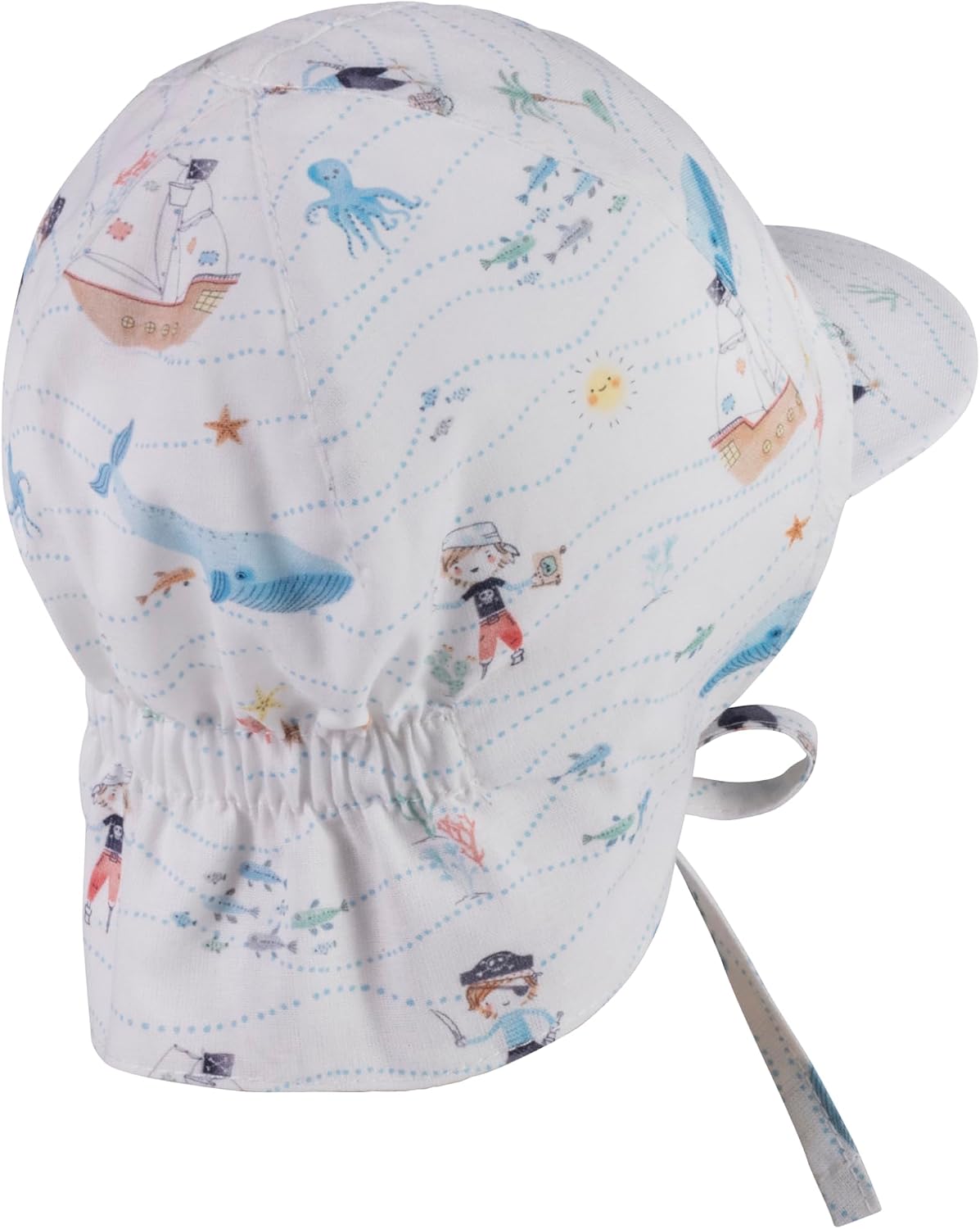 Sterntaler Cap with neck protection, pirates with tie band boys Cap with neck protection, pirates with tie band